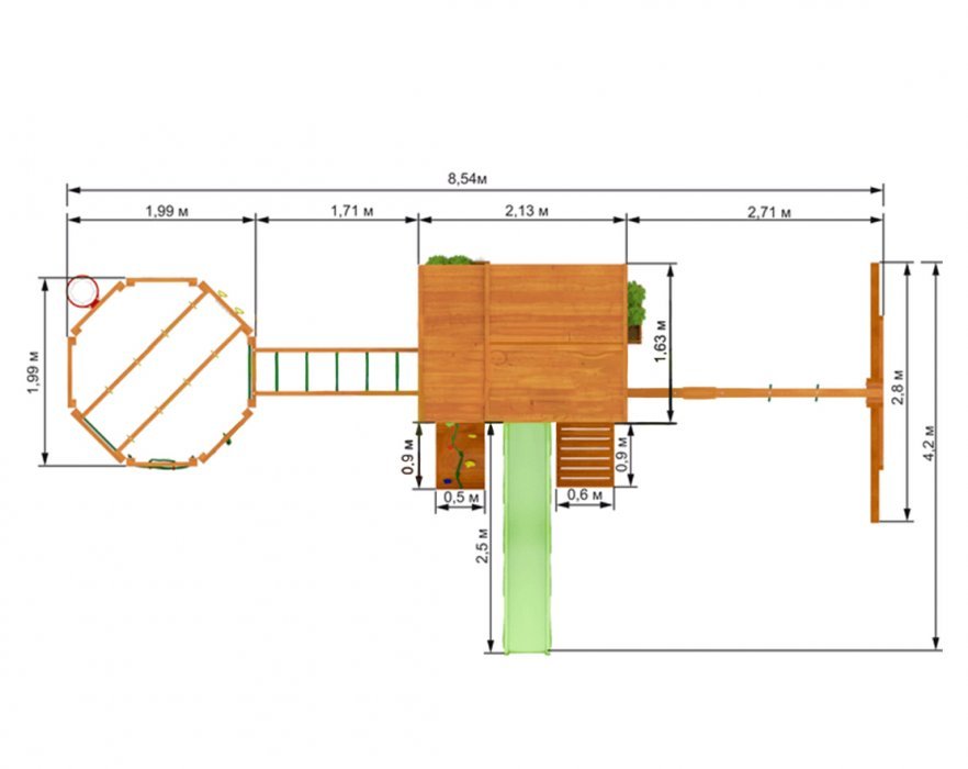 Детская деревянная площадка для дачи "Клубный домик 2 с WorkOut" - вид 4