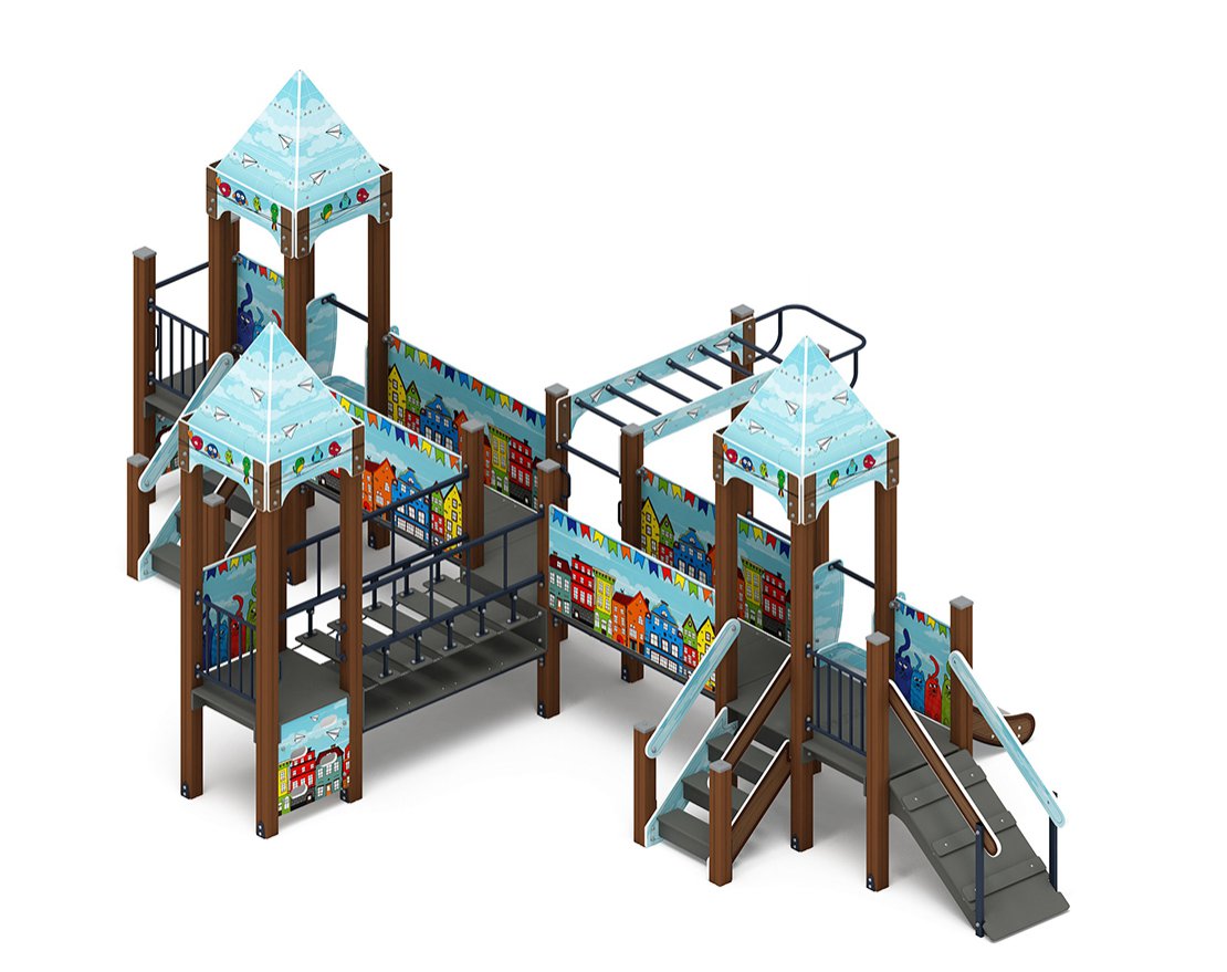 Детская игровая площадка Застава Котограда-5 (с крышей) - вид 4