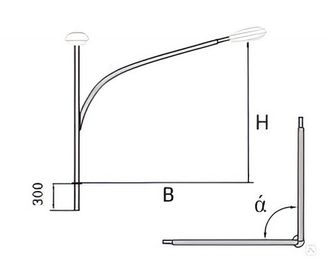 Двухрожковый кронштейн К2К-2,0-2,0-90 Ш95мм тр.48 гор.цинк - вид 2
