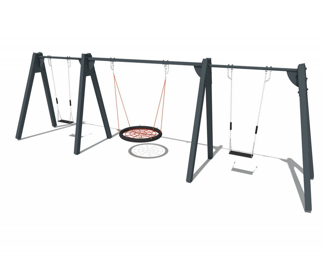 Качели на металлических стойках с прорез.сиденьями и сиденьем Гнездо ИО 01035 - вид 2