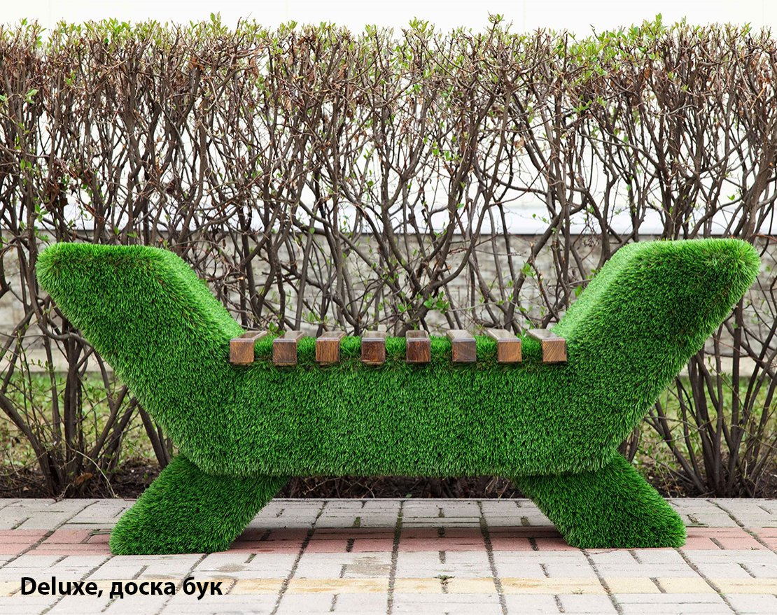 Топиари Лавочка (темная, полимерная доска) - газон Eco - вид 5